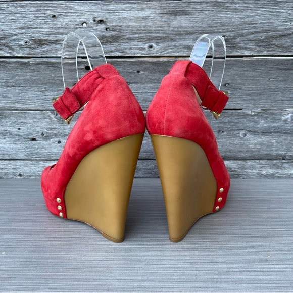 Giuseppe Zanotti Red Suede Wedge Pumps - Picture 4 of 11